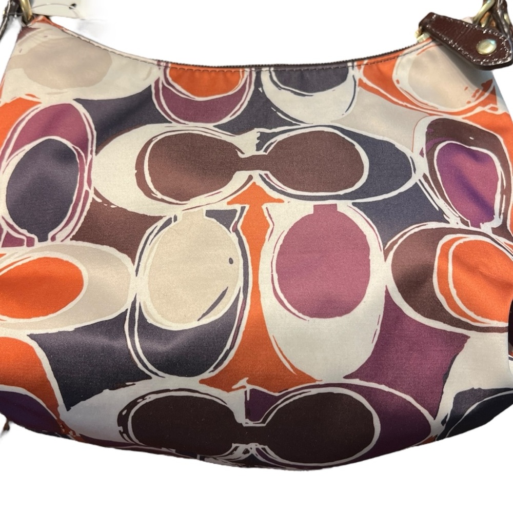 COACH 1941 ASHLEY OP ART SIGNATURE BAG IN SATIN AND LEATHER EXCELLENT CONDITION - Picture 2 of 13